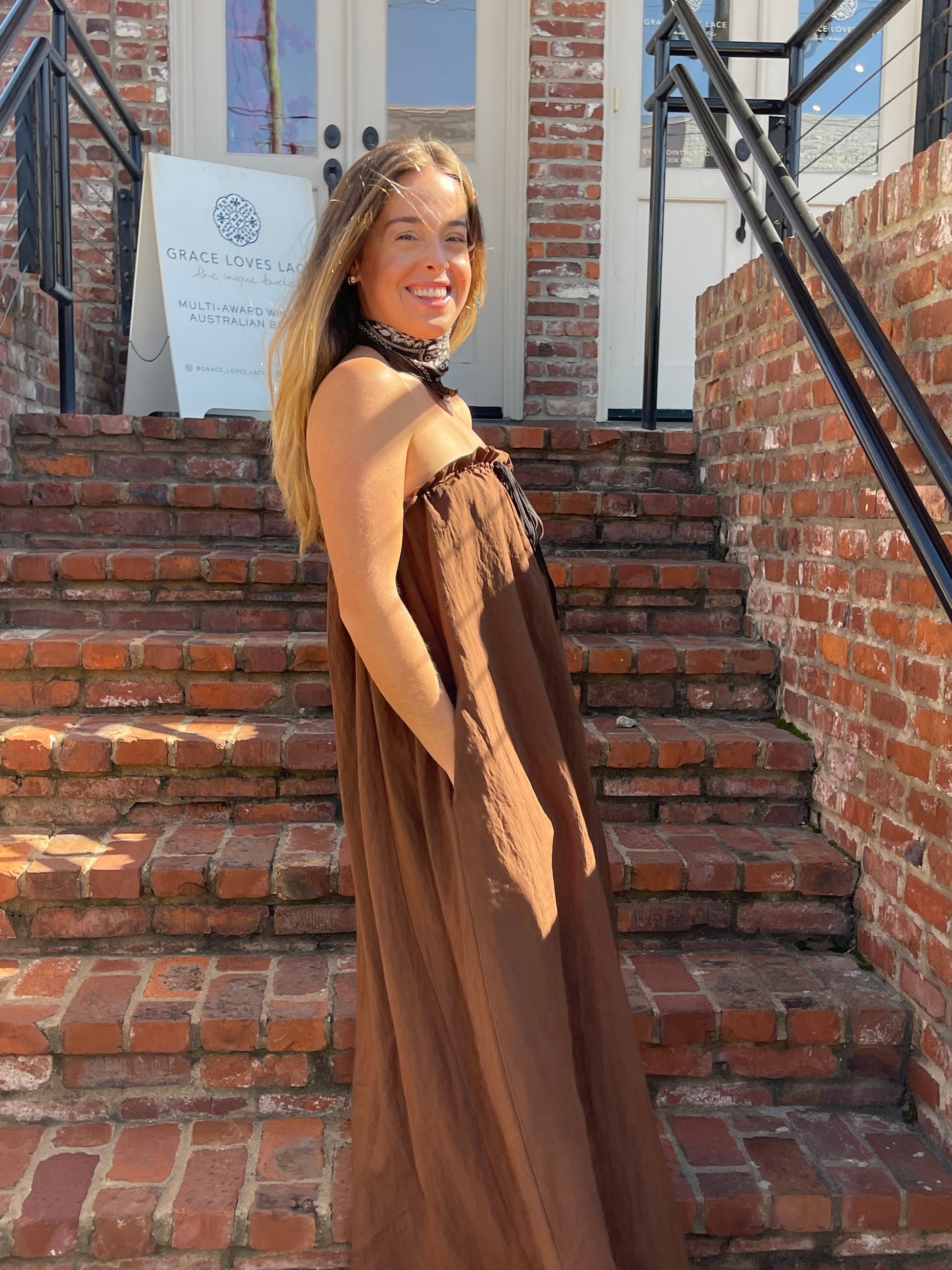 brown strapless maxi dress for women convertible versatile outfit